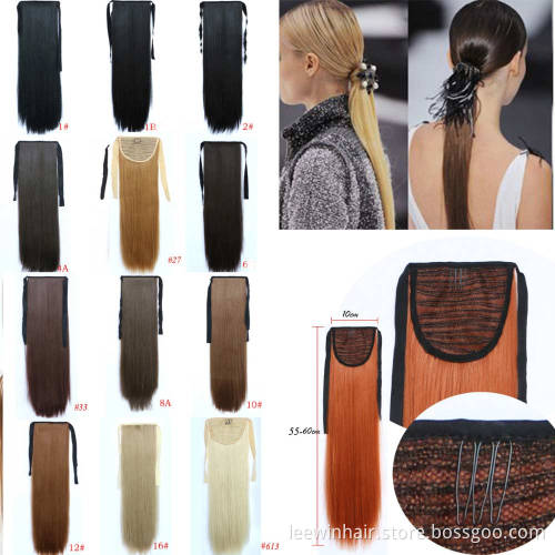 20 inches Synthetic High Temperature Fiber Hair Strappy Ponytail Clip in Hair Extensions Hairpiece
